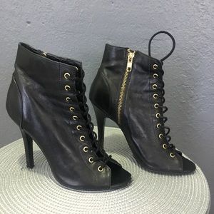Black laced up booties